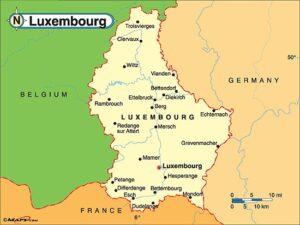 Мапа Великого Герцогства Люксембург.
