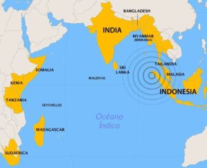 Країни, які постраждали від цунамі в Індійському океані 26 грудня 2004 року.