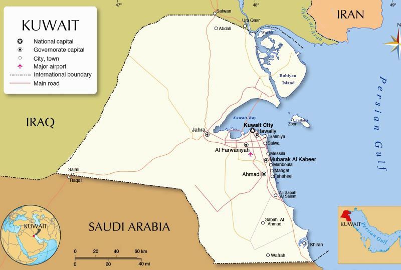 Держава Кувейт на мапі