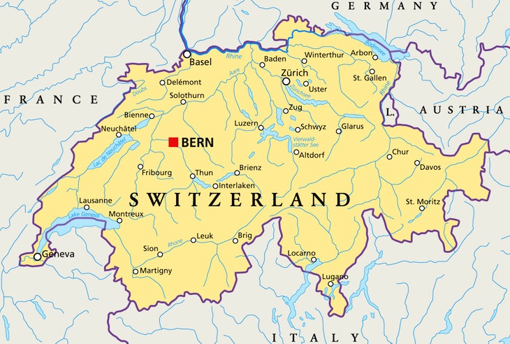 Швейцарія на мапі.