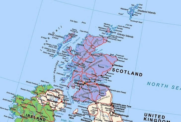 Шотландія на карті.