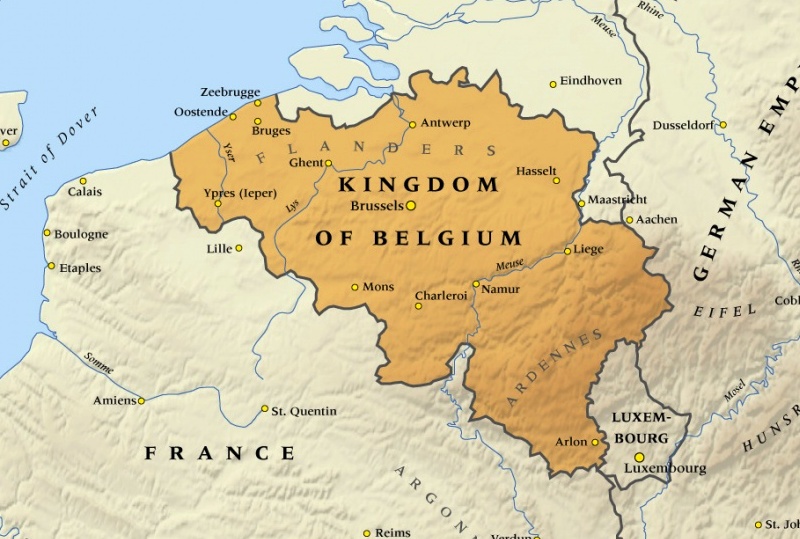 Королівство Бельгія на мапі