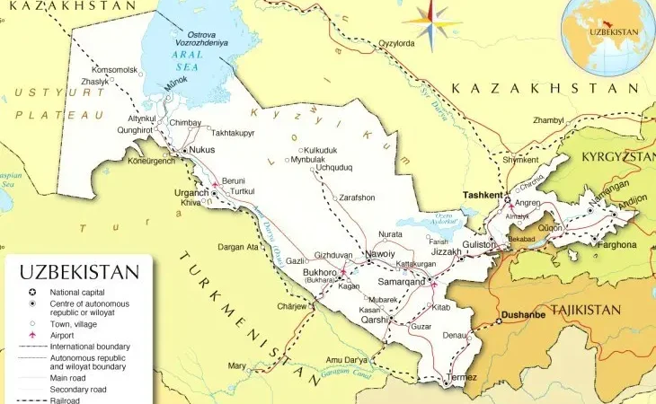 Республіка Узбекистан на мапі