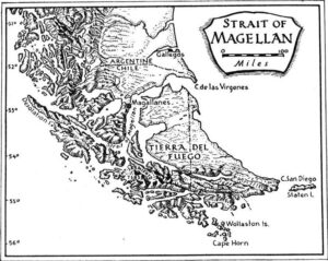 Магелланова протока на старовинній карті.