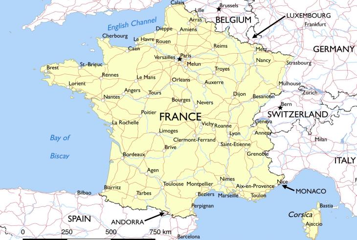 Франція на карті.