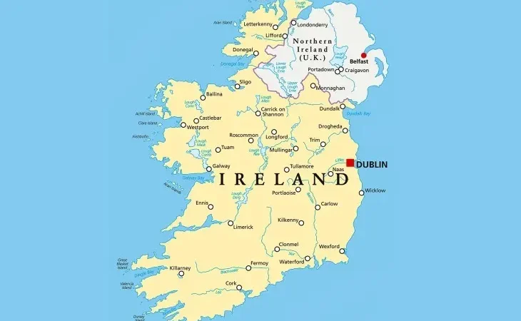 Ірландія на мапі