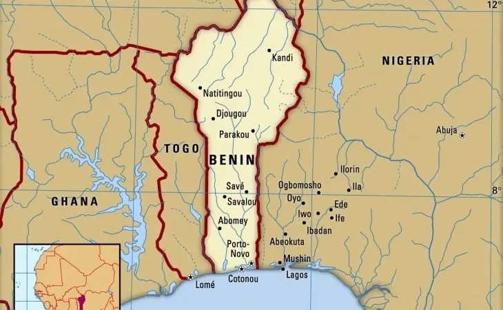 Мапа Республіки Бенін