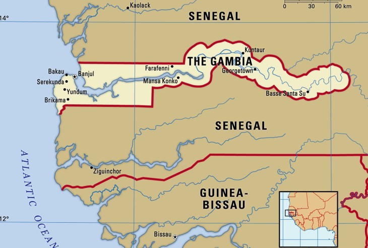 Мапа Республіки Гамбія