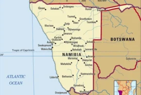 Намібія на мапі