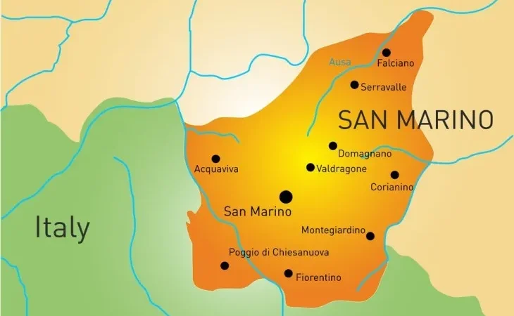 Республіка Сан-Марино на мапі