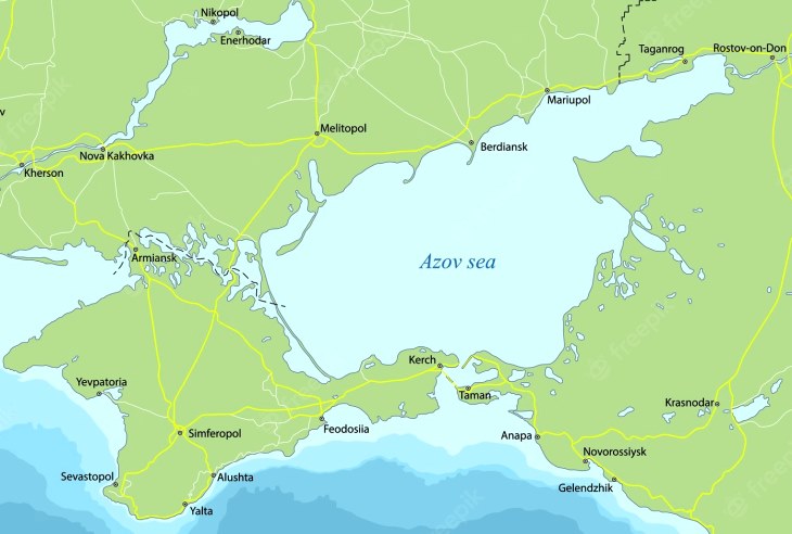 Азовське море на карті.