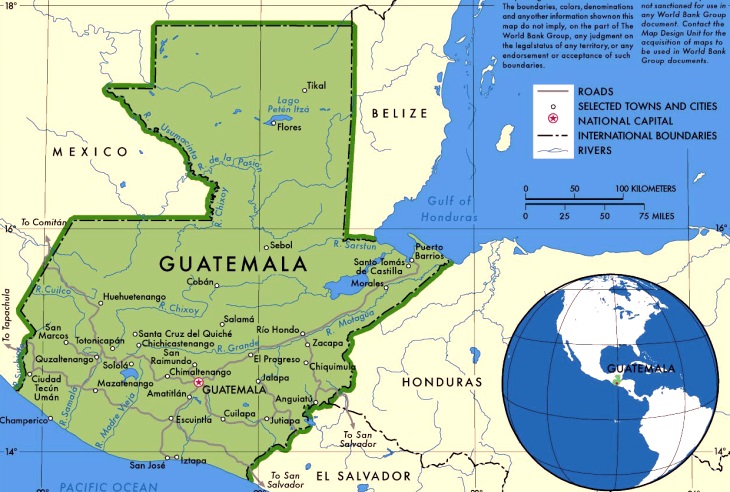 Мапа Республіки Гватемала