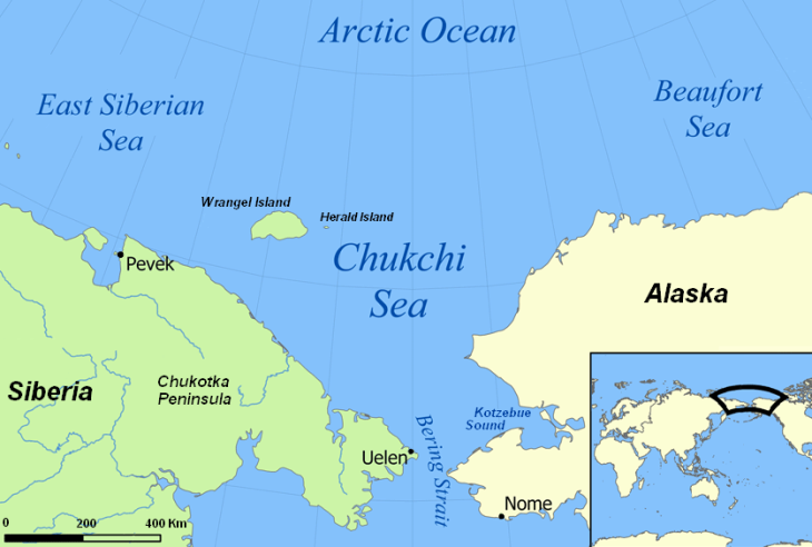 Чукотське море на мапі