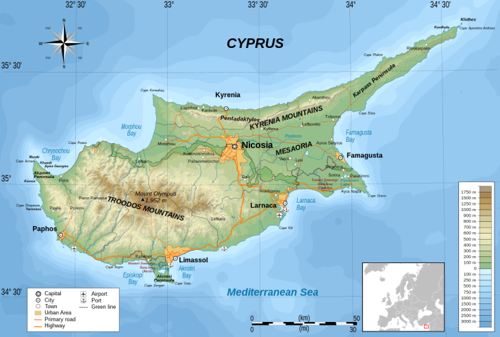 Кіпр на мапі