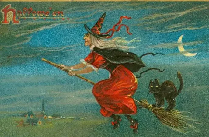 Відьма на американській хеловінській листівці