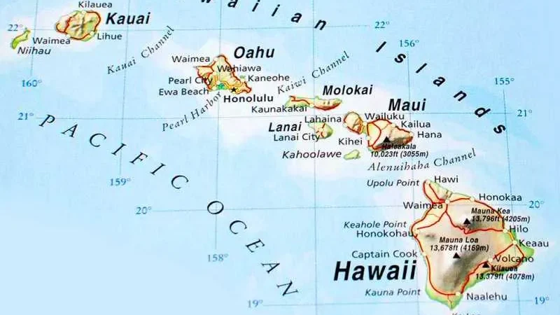 Гавайські острови на мапі